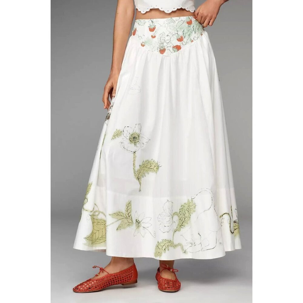 Swan Gossip x Anthropologie Basque-Waist Maxi Skirt 12